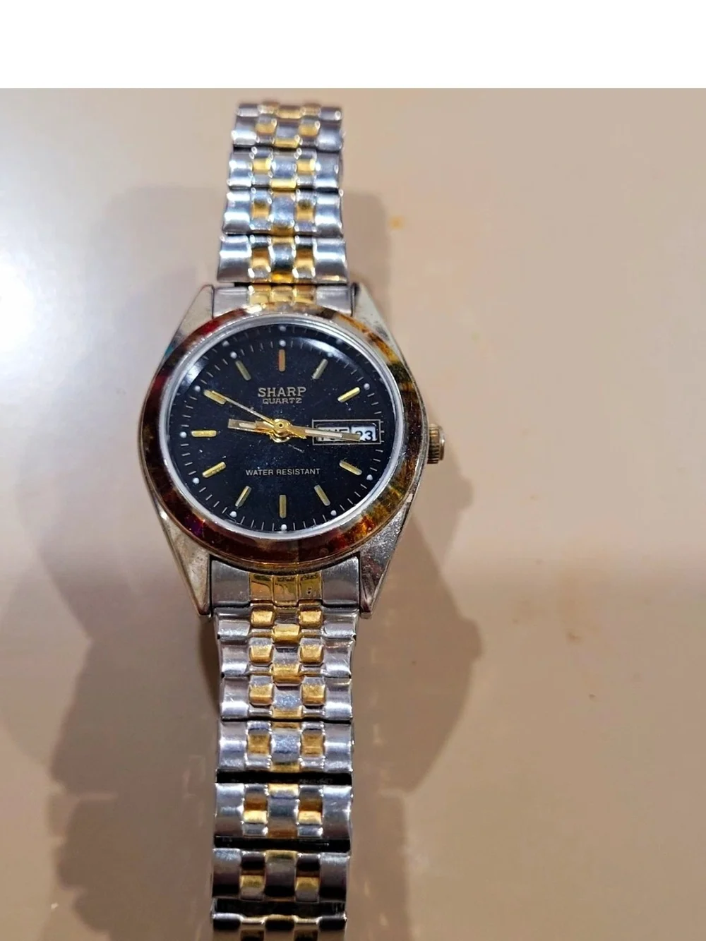 Vintage Two-Tone Women's Watch in Black and Gold